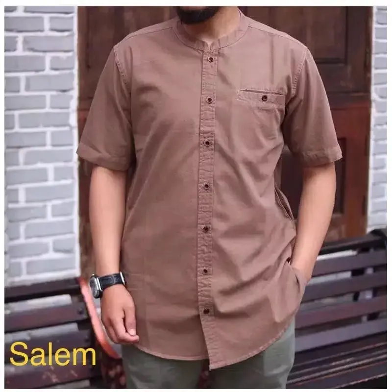 Baju Lebaran Pria Dewasa Koko Polos Lengan Pendek Terbaru 2025 Bahan Katun Toyobo Premium Koko Jumbo Terlaris - Warna Sawo 7