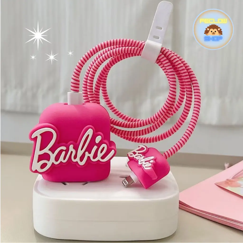 Set 4 PCS Iphone 18w&20w Pelindung Kabel Carger Iphone Paket Patch pelindung kabel data kepala charger Barbie