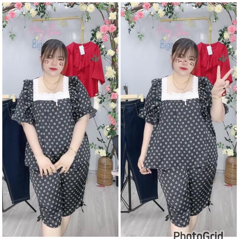  Form rộng  BIGSIZE 60-105kg  BỘ LỬNG TIỂU THƯ LỤA latin hoa tiet Tay ngắn nữ women 