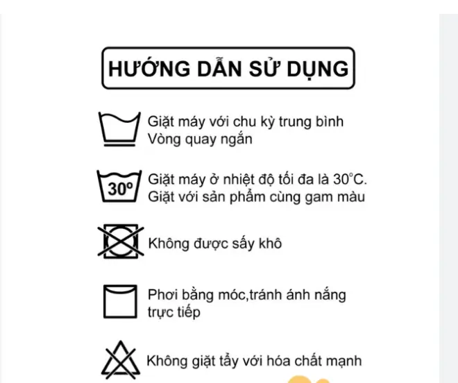 thẻ hướng dẫn giặt là tặng kèm không bán