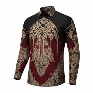 Batik Arwinda Mahogamy Kemeja Batik Pria Premium Lengan Panjang Motif Elegan Modern Formal & Kasual Bahan Micro Halus Adem Nyaman untuk Acara Sehari-hari dan Formal