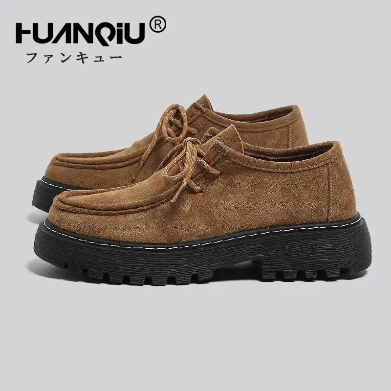 HUANQIU 2026新作 春秋【4cm厚底】モカシンシューズ レトロ メンズ