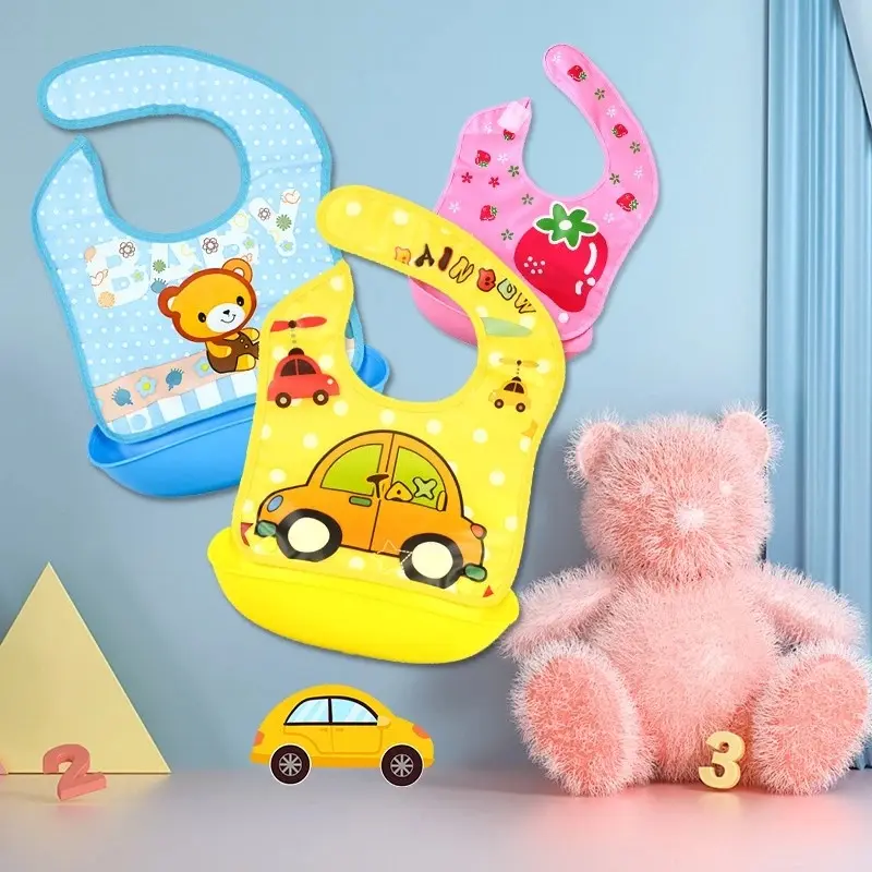 Bibs MPASI silikon bayi waterproof slabber bib makan bayi anti air celemek makan MPASI bayi apron makan silicone bayi 3