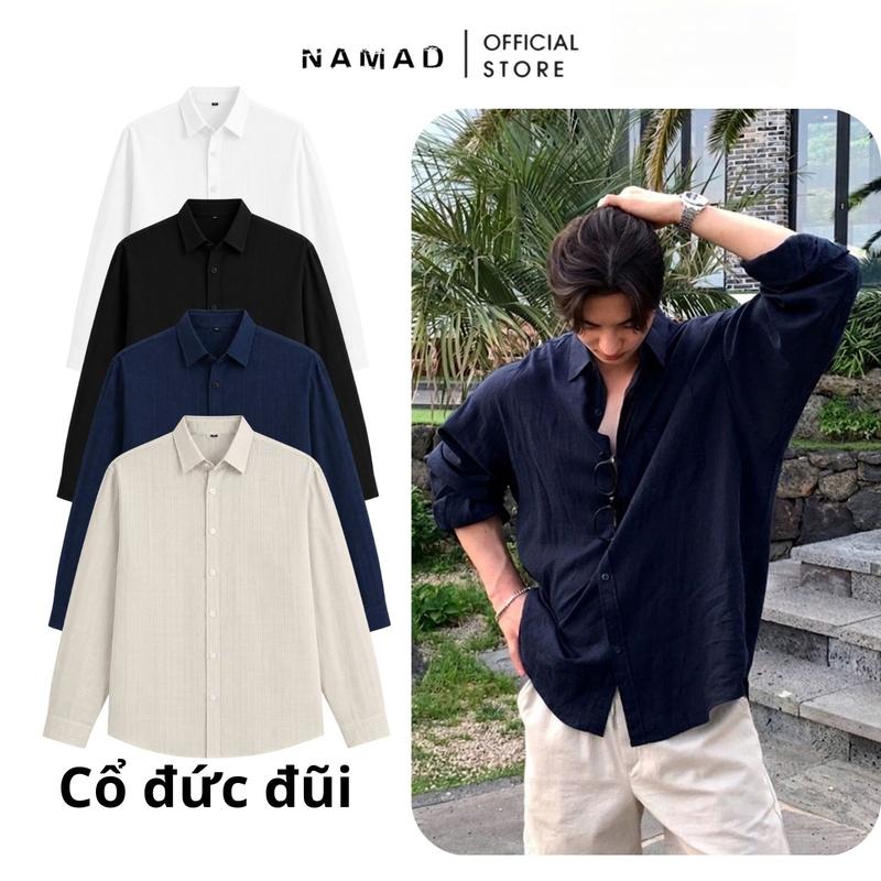Áo Sơ Mi Cổ Đức Chất Liệu Đũi Xước Linen Mềm Mịn, Thoáng Mát Form Rộng Thấm Hút Mồ Hôi Phong Cách Trẻ Trung Sang Trọng s2