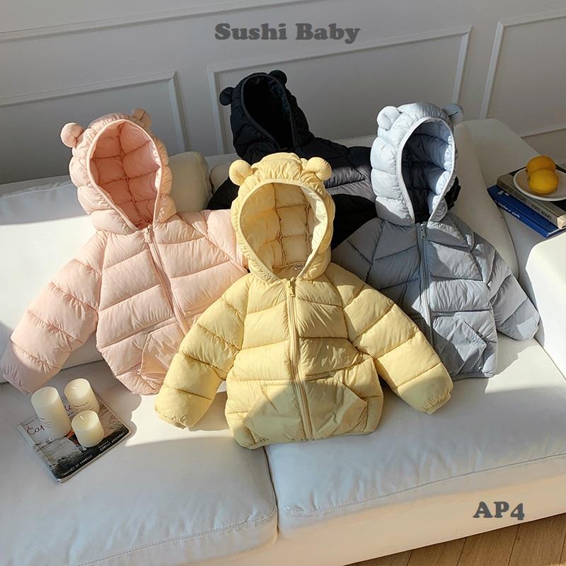  AP4 - Áo Khoác Phao SIÊU NHẸ Mũ Tai Gấu Bảng Màu Hàn Pastel Ấm Áp Cho Bé - AP4 