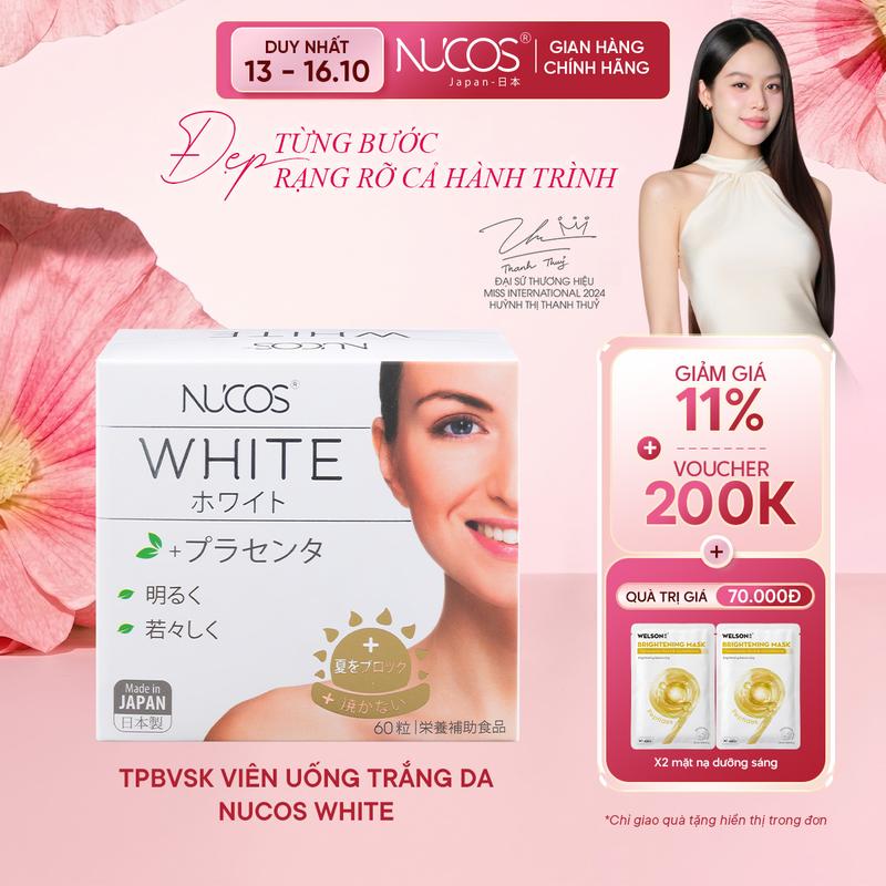 TPBVSK Viên Uống Trắng Da Nucos White Hỗ Trợ Mờ Thâm Nám Sáng Da Hộp 60 viên