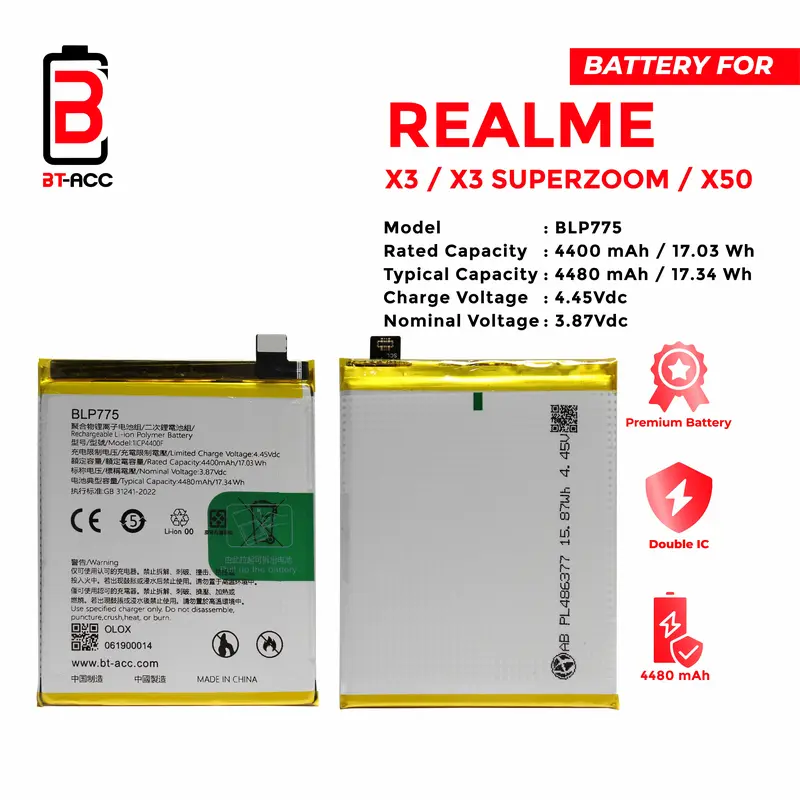 BT-ACC Battery Baterai Batre BLP775 For Realme X3 / X3 Super Zoom / X50 1