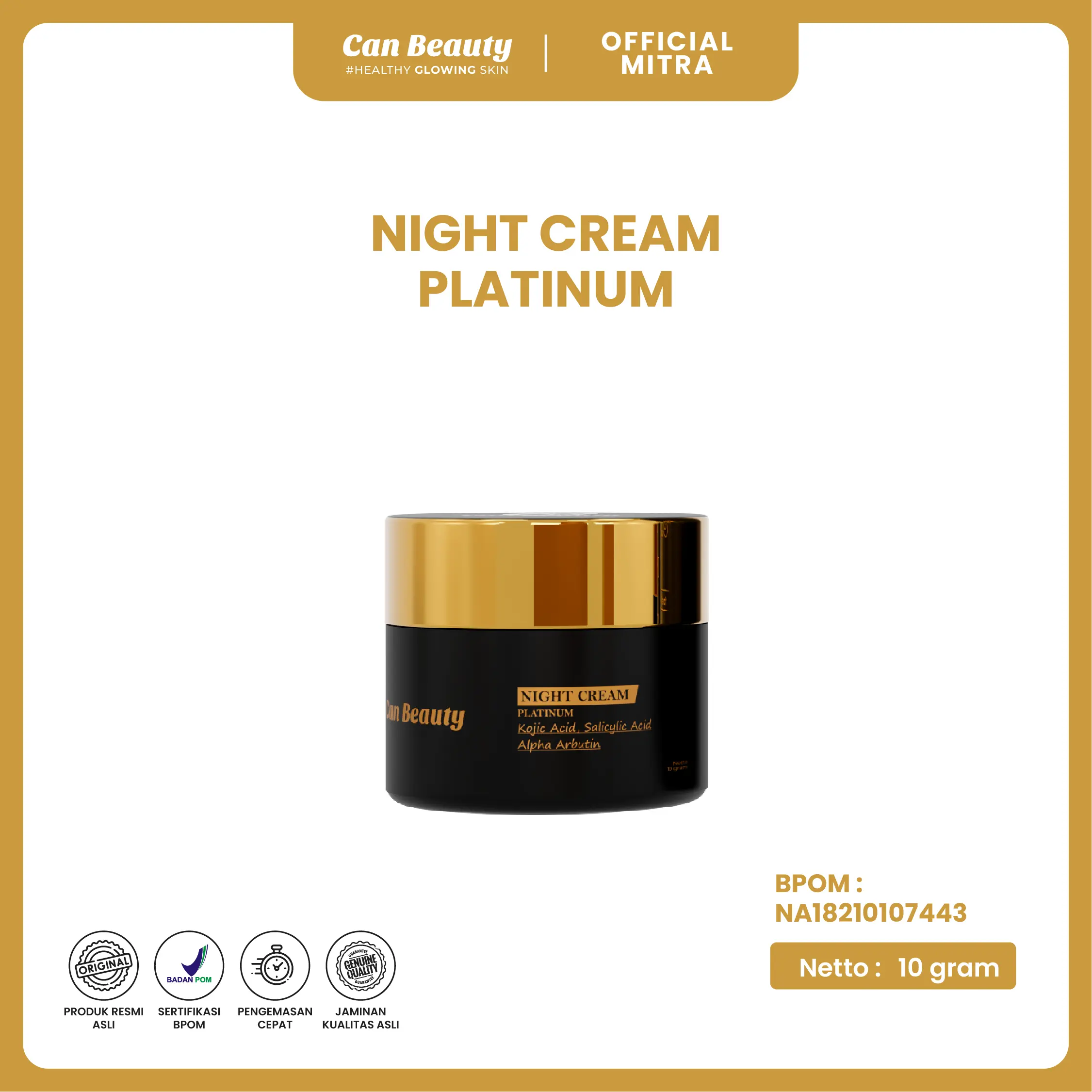 CAN BEAUTY NIGHT CREAM ECER WHITENING / NIGHT CREAM ACNE [FREE GIFT]