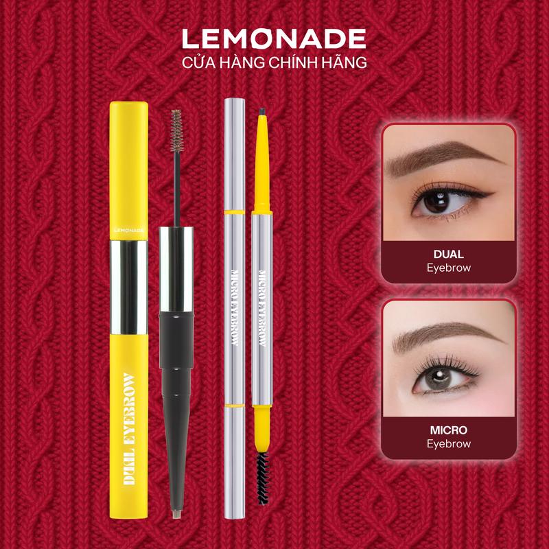  Combo 01 Chì kẻ mày 2 đầu bền màu Lemonade Dual Eyebrow 2.75g và 01 Chì kẻ mày siêu mảnh lâu trôi Lemonade Micro Eyebrow 0,1g 