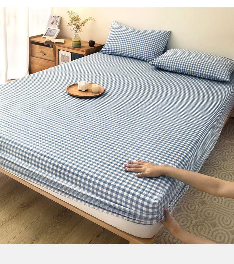 Product Introduction of INS Style Solid Color Fitted Sheet One-Piece Bedspread Student Dormitory Simmons Dust Cover Mattress Cover Pillowcase Universal 7