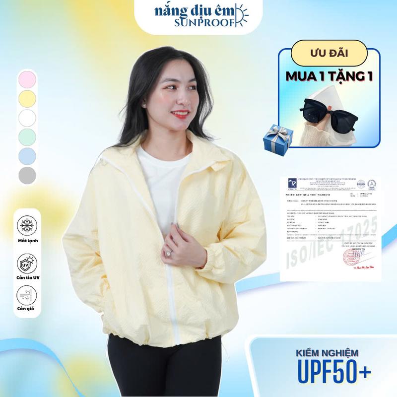 Áo khoác chống nắng vải xốp 2 lớp chống tia UV UPF 50+ áo gió unisex thời trang Sport Nữ SixMoon Top Jacket Women
