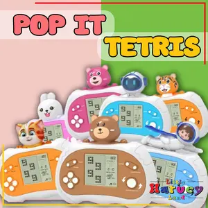 POP IT Elektrik TETRIS Mainan Edukasi Puzzle Brick Balok Susun Game Mainan Keluarga Quick Push Nyala Musik Light LED Tetris 9999 Gameboy Console Fidget Hadiah Toy Gift Kids Plastik