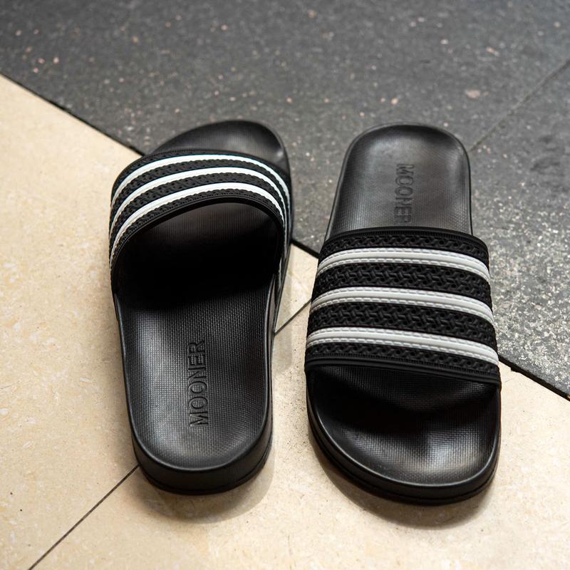 Dép kẻ họa tiết MOONER nam nữ, quai cao su, đế PU nguyên khối chống trơn trượt dành cho nam nữ