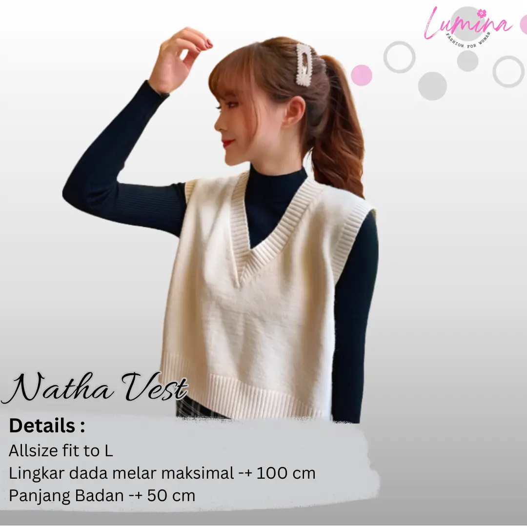 NATHA VEST CROP RAJUT V NECK CROP / ROMPI CROP RAJUT  KANI /   KNIT CROP VEST
