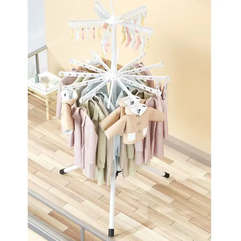 Jemuran Baju Bayi Jemuran Klip Rak Jemuran Baju  Hanger Baju Bayi Serbaguna Rak Pengeringan Bergerak 8
