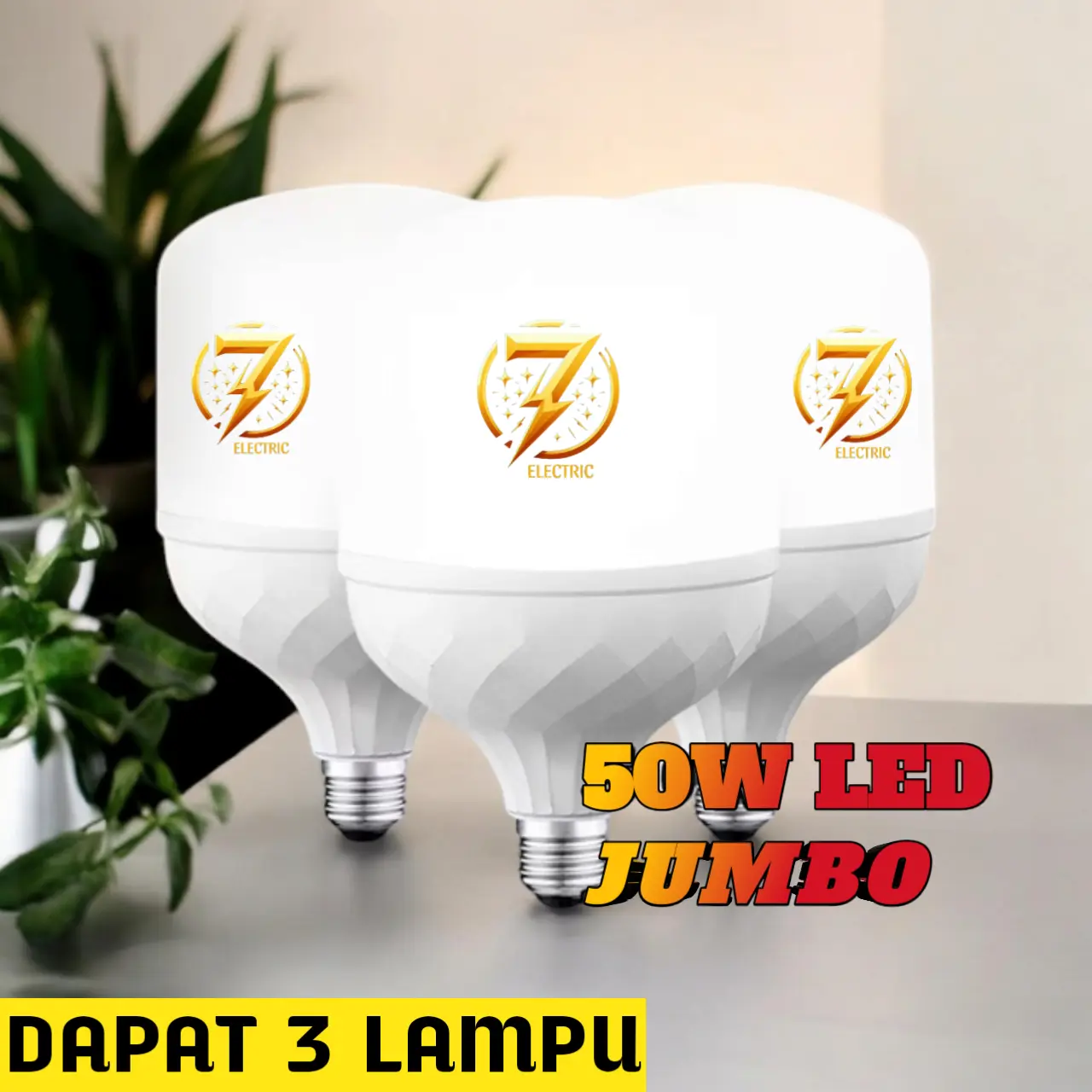 Paket 3 Pcs Lampu Bohlam LED T Bulb Premium 40 Watt dan 50 Watt