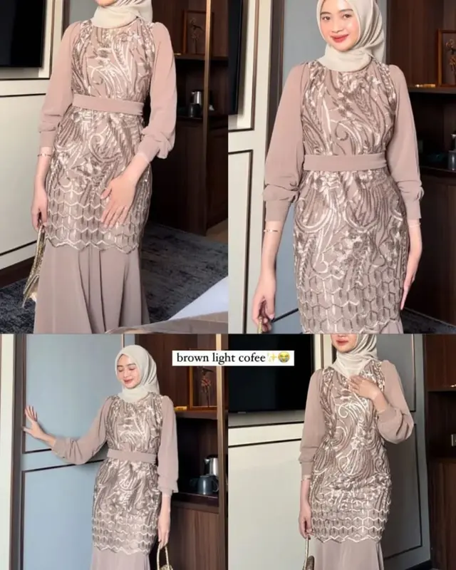 ( Fashion Muslim ) GAMIS BRUKAT MEWAH ELEGAN GAMIS CERUTY KONDANGAN MEWAH GAUN PESTA MEWAH ELEGAN DRESS BROKAT Light Rose Wanita Remaja 2