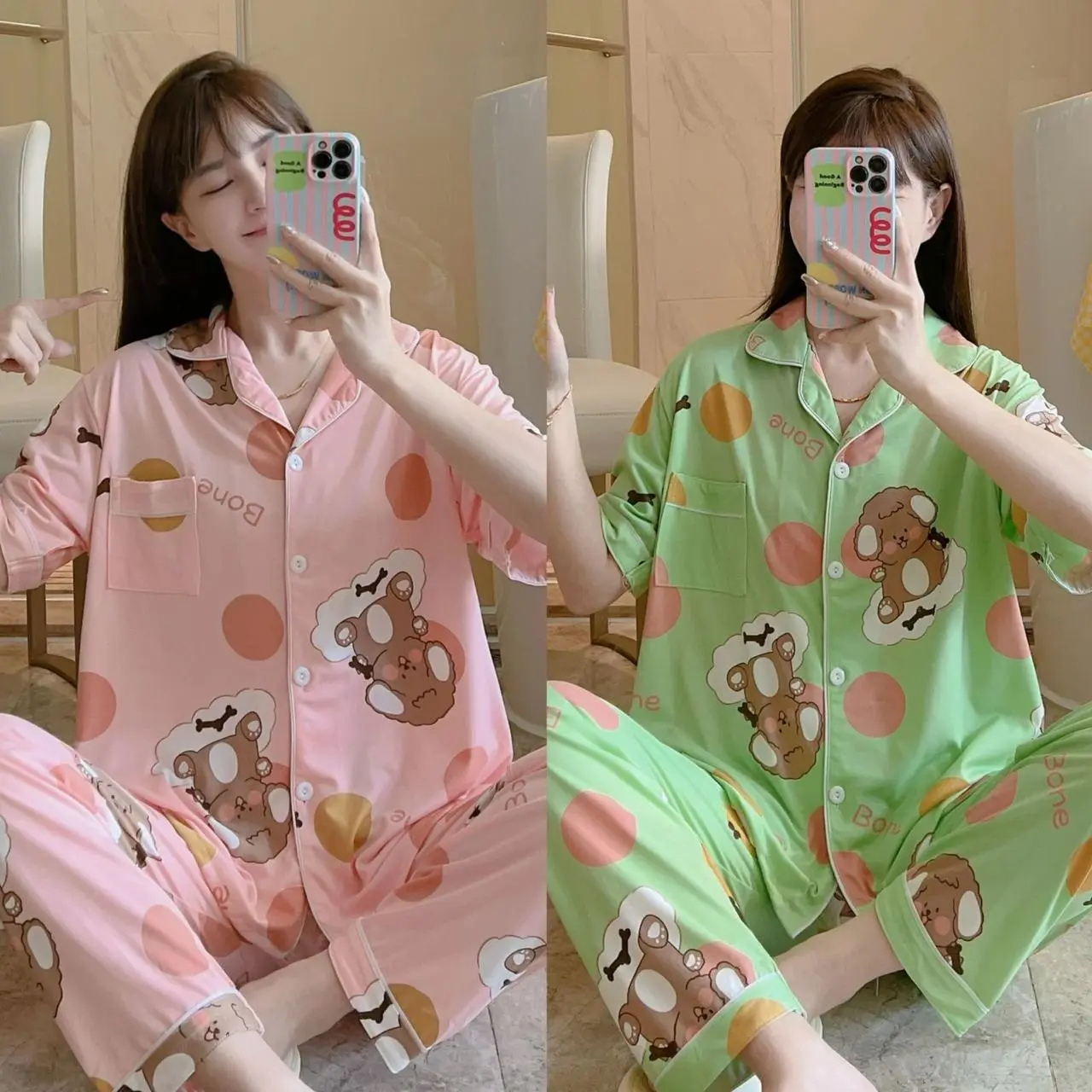 Setelan Piyama Baju Tidur Wanita Dewasa Celana Panjang Cp Kancing Premium