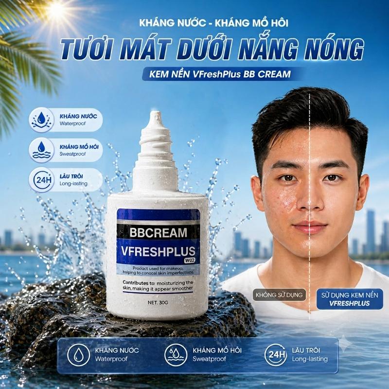 Kem nền VFresh Plus cho nam : Lớp finish siêu đẹp, nâng tone tự nhiên 12 giờ ,…