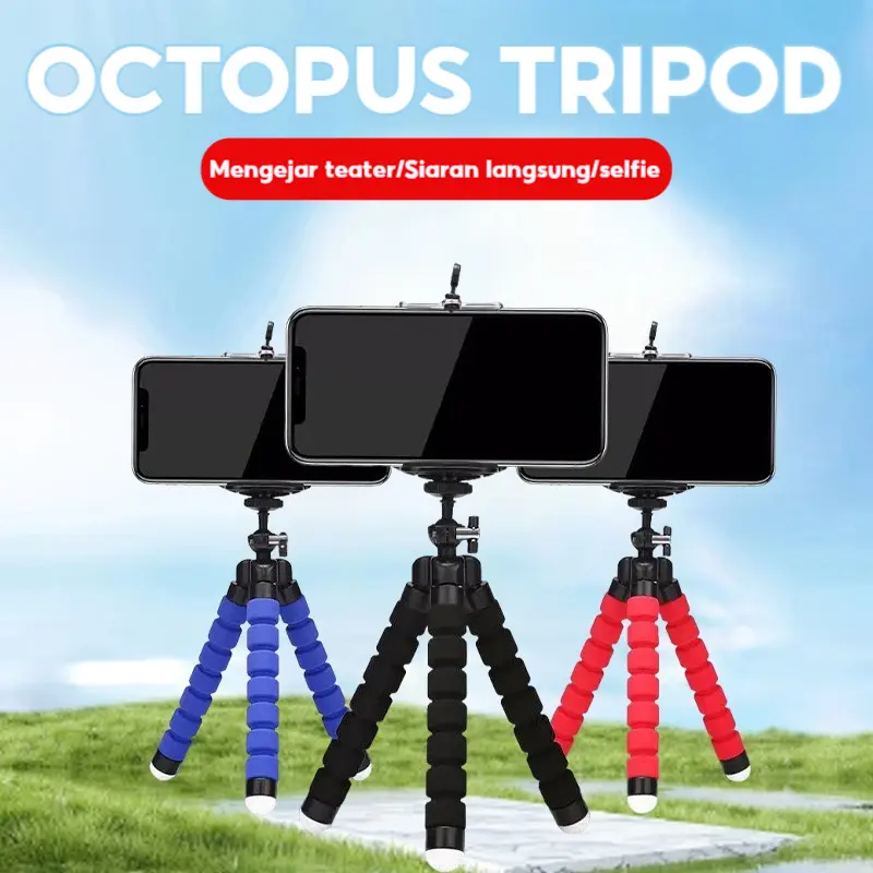 Dudukan ponsel universal gurita portabel multifungsi dudukan tripod yang dapat ditarik