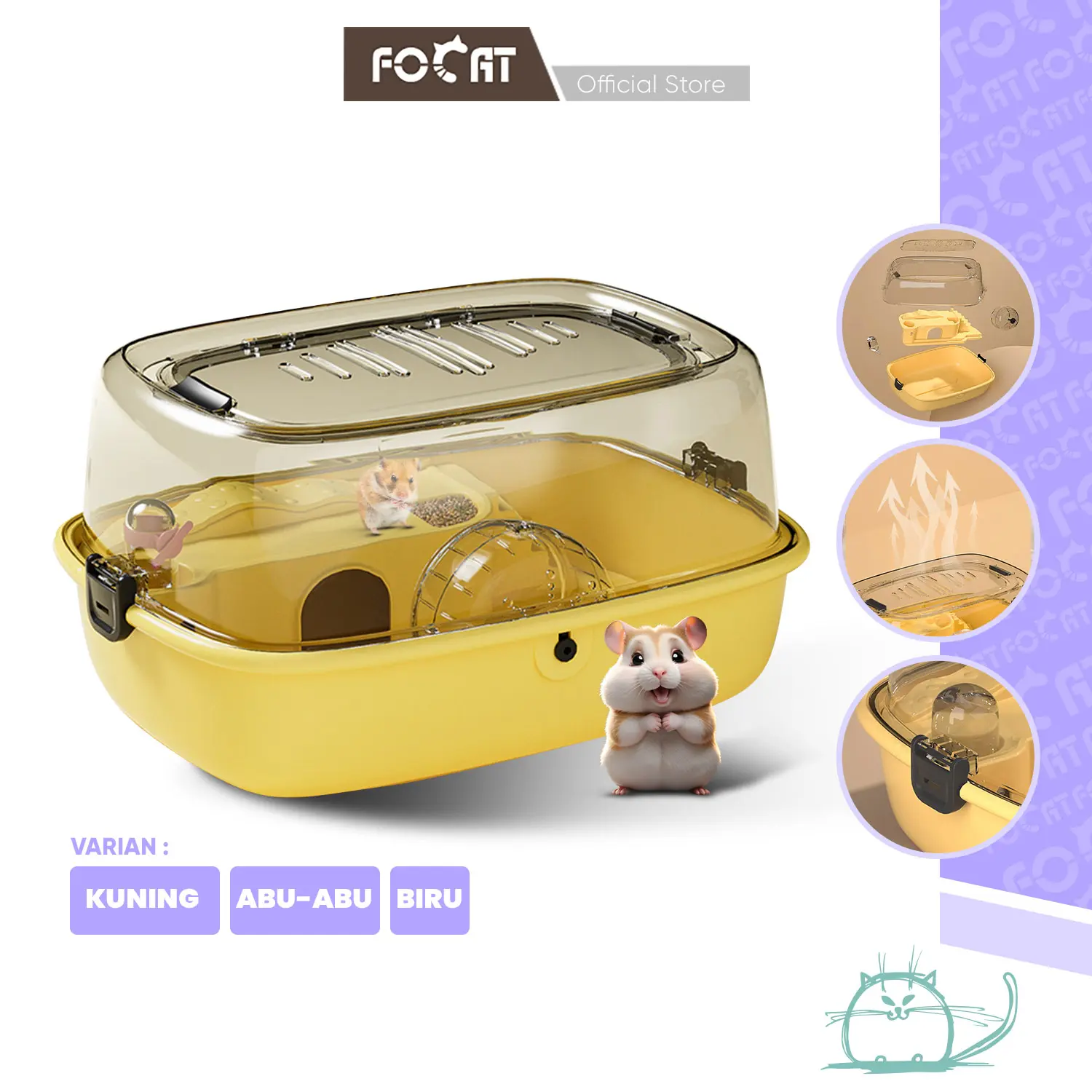 FOCAT Kandang Hamster Portable F21 Travelling Box / Cage Cargo / Rumah Hamster Ekstra Besar storage  box 2 tingkat hamsters cage