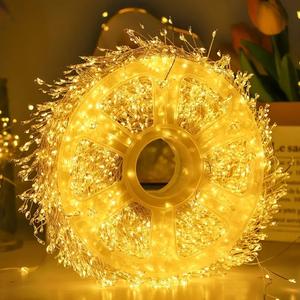 Cadena de luces de hadas LED, 65.6 pies 600 leds en colores cálidos / fríos / arcoíris, alimentada por USB con control remoto, luz de luciérnaga para Navidad, boda, fiesta y cumpleaños