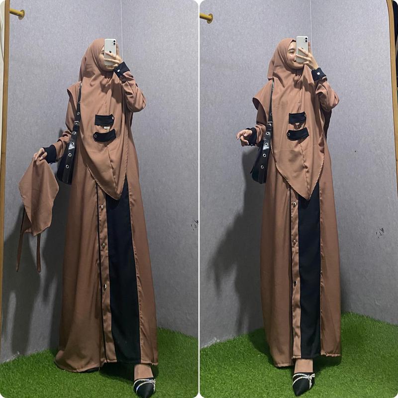 Gamis Madinah Bahan Shakila Syari One Set ! 2