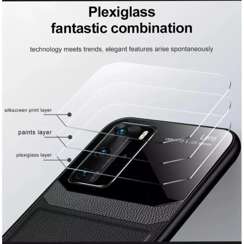 SOFT HARD CASE HUAWEI P30 PRO / P40 PRO / P50 PRO Casing Leather kulit Plexiglass Luxury glosi Elegant Style Elegant Color 4