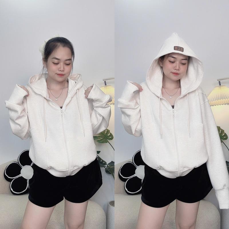 [ 6 TÚI ] Áo Khoác nữ Cotton PC vải mềm mịn, Túi đứng - 2 túi ngoài sâu, rộng, 4 túi trong có khóa kéo tiện lợi, Nón To đi nắng, thiết kế trẻ trung - Nhung Nguyễn Top Women