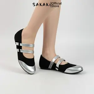 SAKAKI Kalea - Sepatu Flatshoes Wanita Kulit Sintetis Premium Non Slip Nyaman & Modis Size 37-40