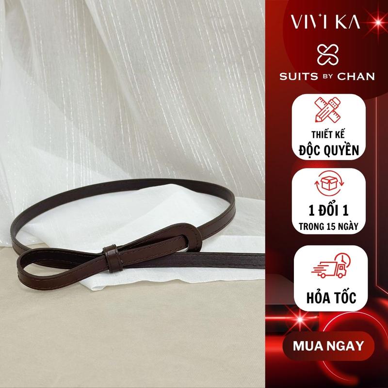Thắt Lưng Nữ VIVI KA Belt Da thiết kế bản nhỏ thắt nơ không khóa dây nịt phụ kiện thời trang