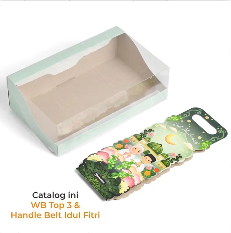 1 Lembar Dus Box Handle Lebaran Toples 2 x 350 gram & 3 x 350 gram Idul Fitri WB Top 2 & WB Top 3 4