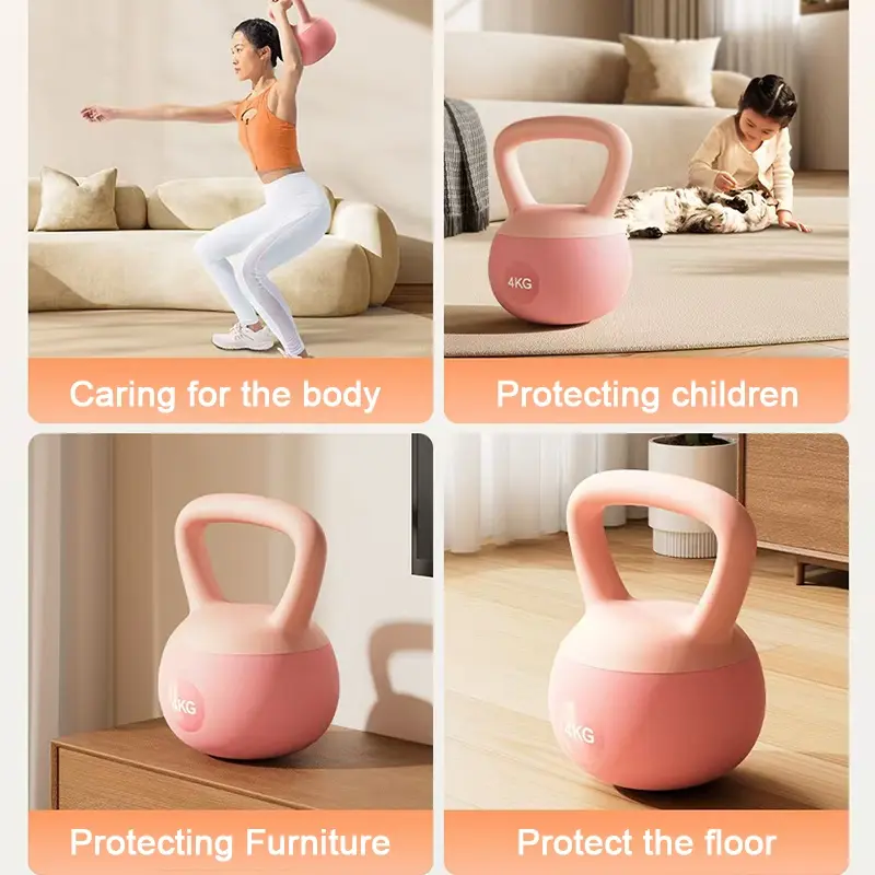 Kettlebell 4kg/Olahraga Kebugaran/Tahan Aus dan Anti-Bentur/Peralatan Kebugaran Rumah/bawah getah kettlebell  soft 7