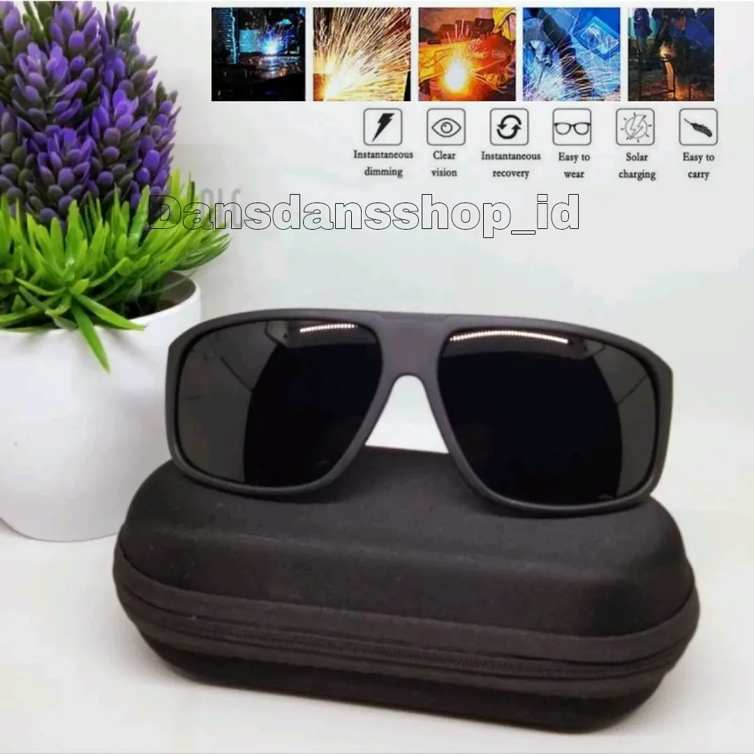 KACAMATA HITAM KHUSUS LAS WELDING SAFETY GLASS HITAM PEKAT(FREE SARUNG)
