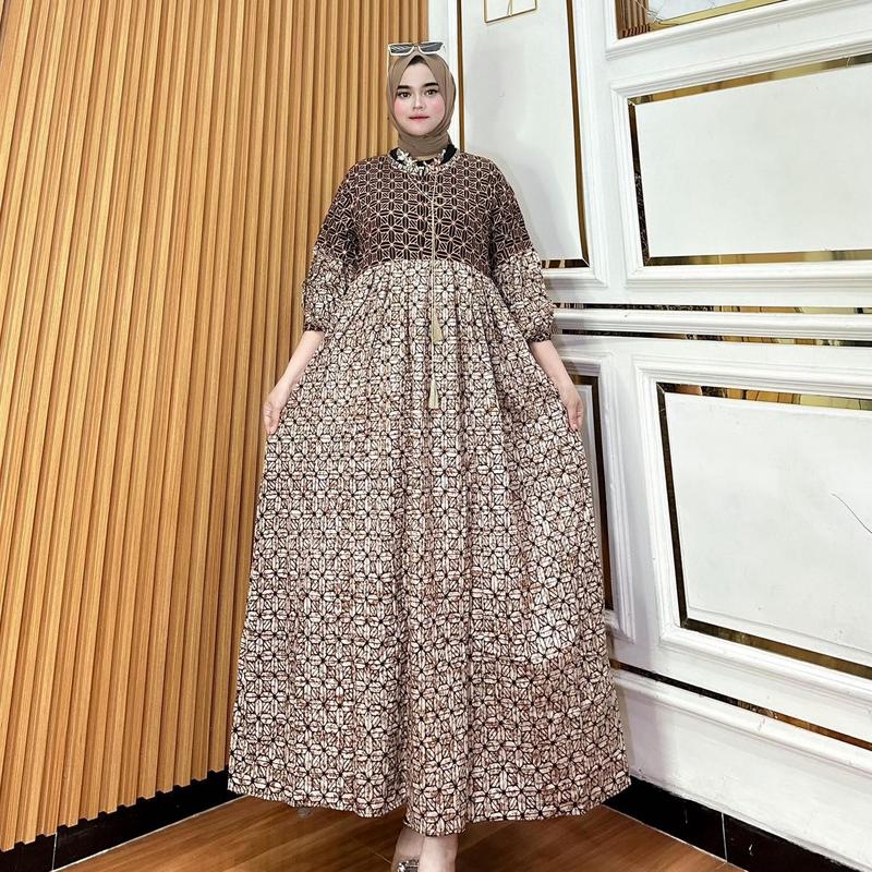Gamis tali lonceng | gamis cantik motif terbaru | gamis rayon viral buat kondangan super jumbo bumil busui 5