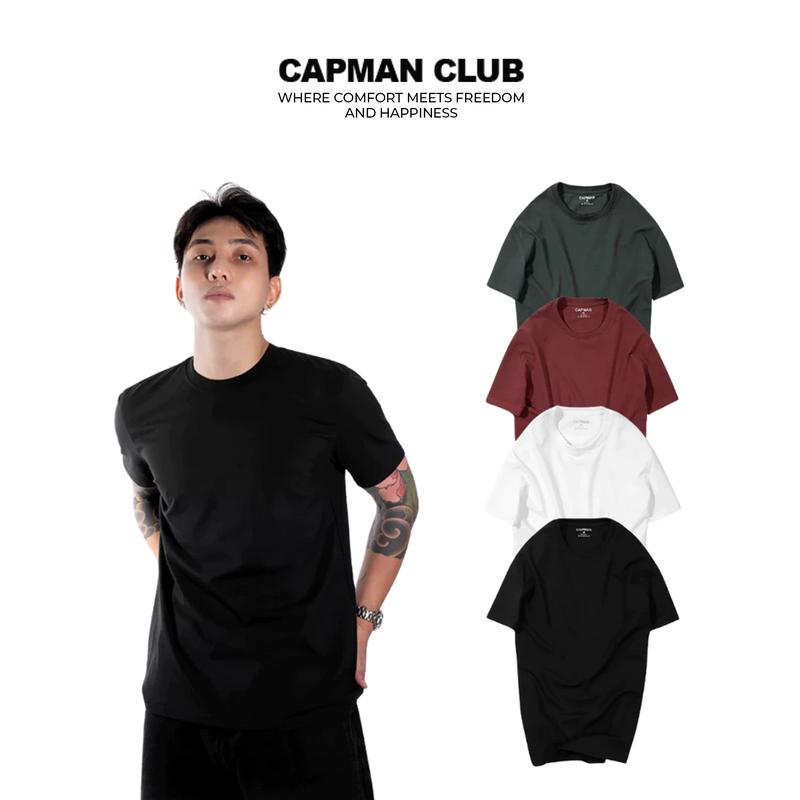 Áo thun nam trơn cổ tròn tay ngắn CAPMAN CLUB, áo phông basic chuẩn form regular fit