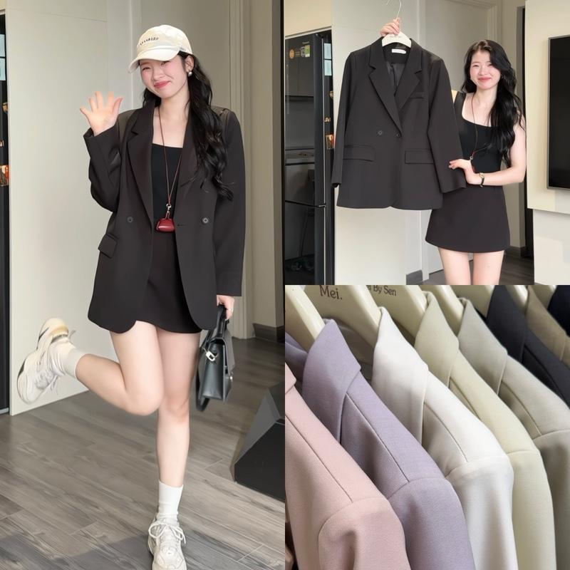 B16 Áo Blazer Áo Vest dài tay công sở form Suông 2 lớp Boiling QC