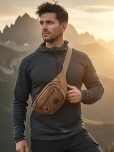 TAS PINGGANG PRIA kanvas selempang sling bag bum bags crossbody waist bag cowok Plain CANVAS