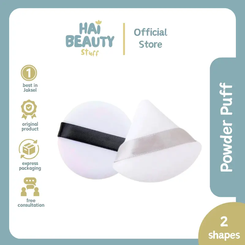 Puff Loose Powder Segitiga - Puff Pizza Spons Bedak Premium Puff Bulat Bedak Tabur Sponge - Tools by Hai Beauty Stuff 0