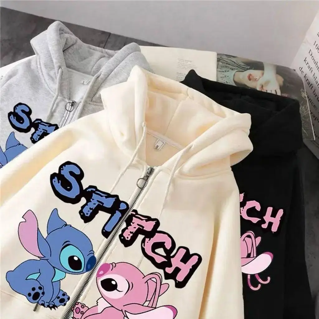 STITCH ZIPPER JACKET HOODIE FLEECE WANITA TERKINI