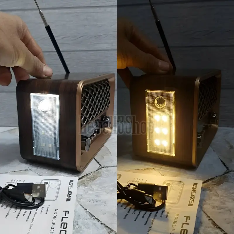 Radio FM/AM/SW Speaker Portable Bluetooth FM Radio Klasik Design Radio Bluetooth FM/kartu TF/usb FLECO F-3030BTL Radio Jadul Klasik FullBass 3