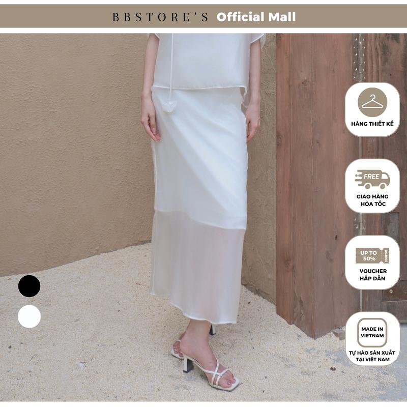 BBSTORE'S Chân Váy Suông Dạo Phố Dài Xẻ Sau Hai Lớp Lót Lụa Xịn - V4496A
