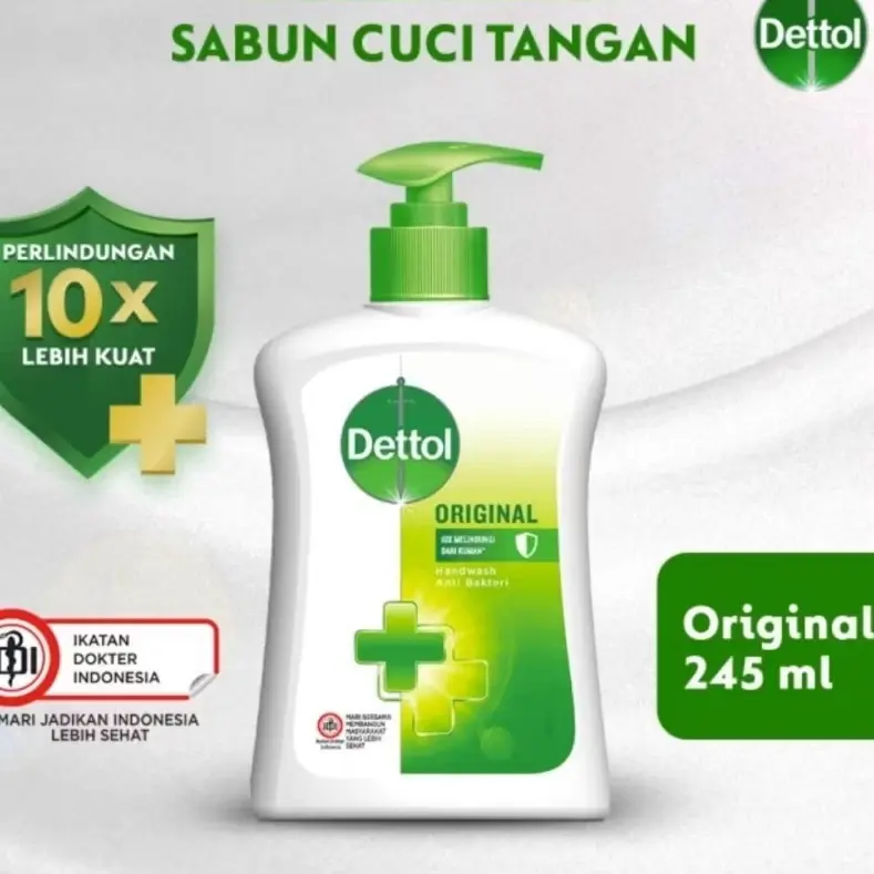 Dettol Sabun Cuci Tangan Original 245 ml - Perlindungan 10x Lebih Kuat dari Ikatan Dokter Indonesia