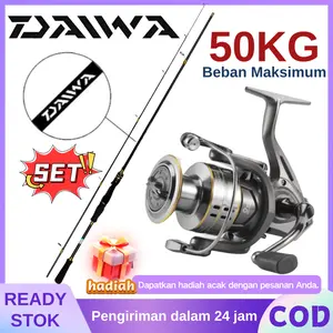 DAIWA Set Pancing Lengkap Profesional Joran Spinning Reel Rasio 5:2:1 Maximum 50KG Benang Lure Kait Umpan Perlengkapan Lengkap Cocok Berbagai Ikan Outdoor Sport Portabel Tingkatkan Pengalaman Memancing Anda