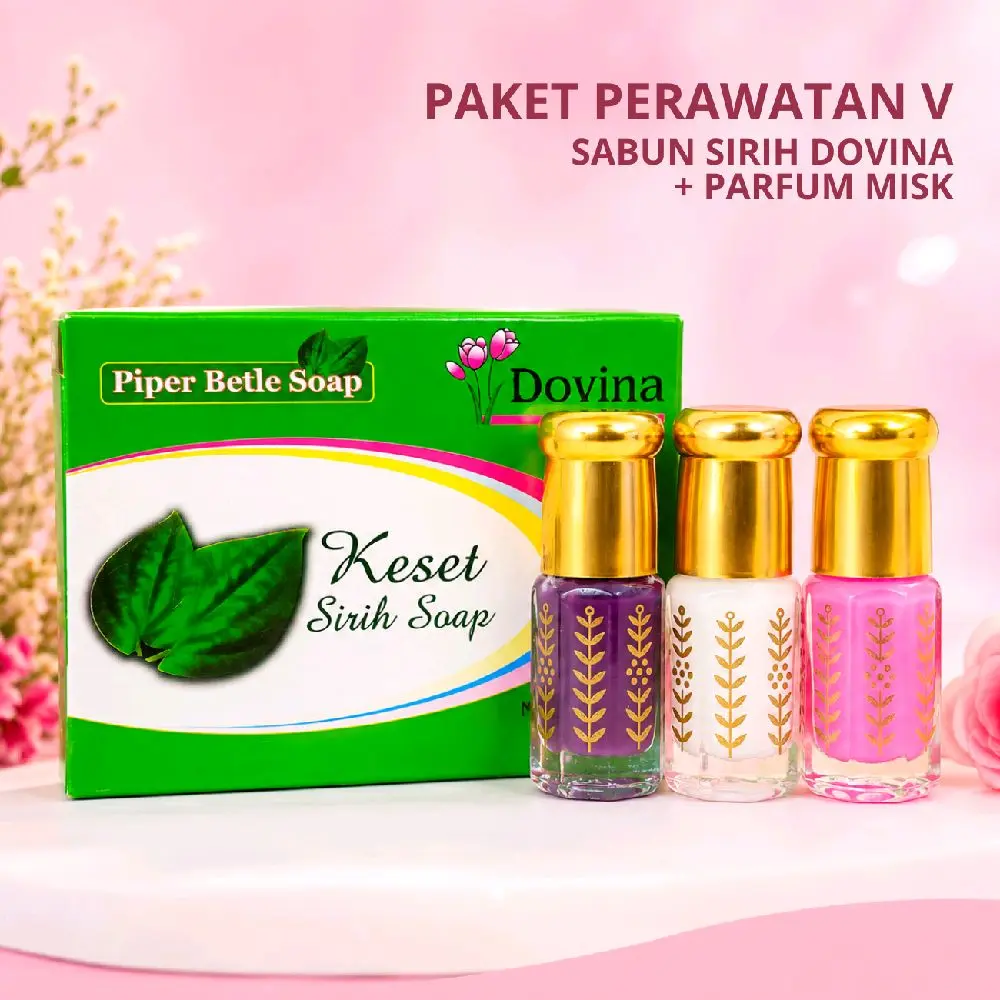 Paket 2 Produk Sabun Sirih Dovina dan Parfum Misk 3ml Pink Putih Ungu