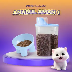 [PAKET ANABUL AMAN 1] FOCAT Toples Makanan Kucing ukuran Besar C82 + Mangkok Makan Anabul/ Pet Bowl M44