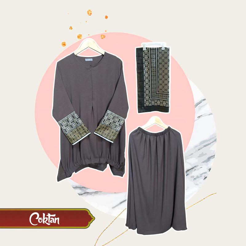 (CRS) Gamis Oneset Mecca (Tunik + Rok + Hijab Segi Empat ) 2
