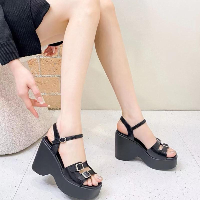 [Thắm toản shoes] xăng đan xuồng  2552-1 gót tăng chiều cao 10 cm phom 1.5 da xịn hàng xông ty quảng châu cao cấp