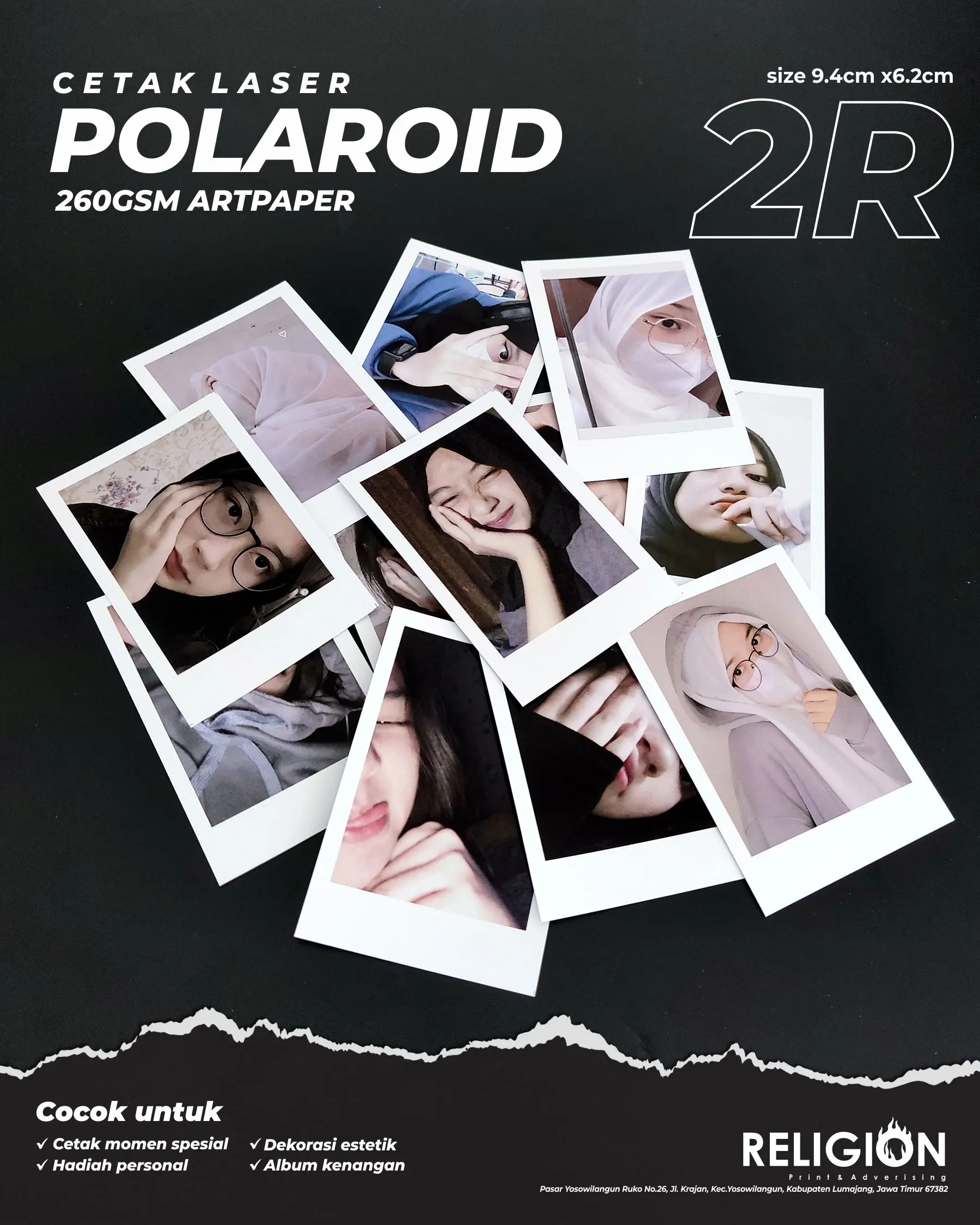 CETAK FOTO POLAROID PREMIUM SUPER GLOSSY ANTI AIR