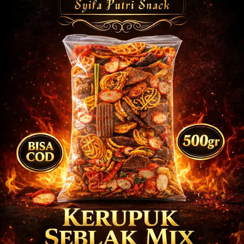 1 kg 500 gr 200 gr kerupuk seblak mix campur Cemilan pedas Kering Makaroni basreng seblak kering murah dan halal
